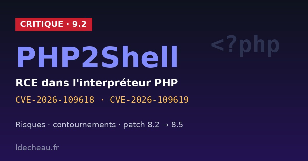 Faille PHP2Shell : RCE critique dans l'interpréteur PHP (CVE-2026-109618 / CVE-2026-109619)